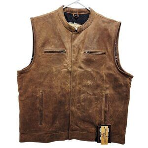 Milwaukee Leather Size XXL Crazy Horse Leather Vest W/ Gun Pocket & Dual Closure